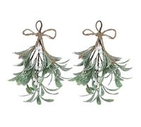 2PCS Christmas Mistletoe Decor,9.1inch Artificial Mistletoe Ornament Mistletoe Hanging Decorations,Mistletoe Glitter Hanging Accessories Artificial Dry Leaf Hanging Decoration for Tree Door
