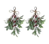 2PCS Christmas Mistletoe Decor, Christmas Mistletoe Hanging Ornament, Artificial Mistletoe Ornament Branches Hanging Decorations, Christmas Decoration Winter Wedding Holiday Home Decor