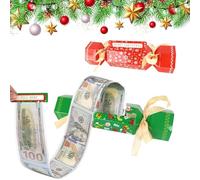 2pcs Christmas Money Gift Boxes - Christmas Money Box Cash Gift Pull & Christmas Money Box for Cash Gift Pull, Christmas Surprise Box with Money Pull Pouch for Kids Adult Presents(Red & Green)