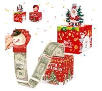 2Pcs Christmas Money Gift Boxes, Money Pull Out Gifts Collapsible Folded Christmas Candy Sweet Present Boxes Surprise Explosion Gift, DIY for Cash, Reveal Box Xmas Party