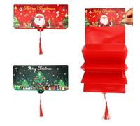 2pcs Christmas Money Holders for Cash, Xmas Money Envelopes with 10 Slots Novel Gift Wallets Cards for Santa Cash Box Supplies (Red & Green)