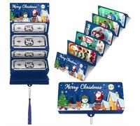 2pcs Christmas Money or Gift Card Holder with 10 Slots, Folding Christmas Money Holders, Surprise Moneys Gift Card Holder for Santa Cash Supplies, Xmas Party Favors for Cash, Checks, Cards (Blue)