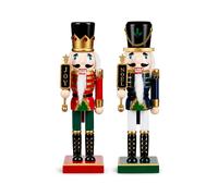 2Pcs Christmas Nutcracker Candle Holder 10 Inch Wooden Figurine Candlestick for Mantel Table Centerpiece Decor