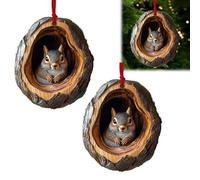 2PCS Christmas Ornaments, 2D Acrylic Animal Pattern Tree Hanging Decorations, Forest Animal Keepsake Gifts