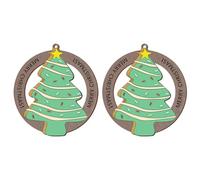 2Pcs Christmas Ornaments Wood Christmas Tree Decorations Merry Christmas Green Snack Cake Hanging Decor Ornaments, Wood Christmas Ornaments Funny Xmas Tree Decorations Gifts Set for Holiday Parties