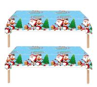 2Pcs Christmas Party Tablecloth Decorations for Xmas,137*274cm Blue Christmas Santa Disposable Party Table Covers,Dining Tablecover for Winter Holiday