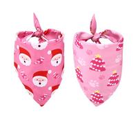 2pcs Christmas Pet Bandanas, Polyester Durable Medium Dog Scarf Costume Funny Puppy Outfit Accessories Suitable for Medium Large Dogs or Cat Clothes(Santa Claus + Christmas Tree)