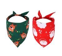 2pcs Christmas Pet Bandanas, Polyester Durable Medium Dog Scarf Costume Funny Puppy Outfit Accessories Suitable for Medium Large Dogs or Cat Clothes (Santa Claus + Deer)