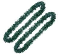2pcs Christmas Pine Garland Artificial DIY Hanging Decoration for Wall | Plastic Realistic Pine Needles Leaf, Reusable Low Upkeep, Easy Shaping for Door Frame, Front Yard, Retail