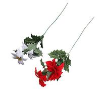 2Pcs Christmas Poinsettia Flowers Red Poinsettia Bush Artificial Flowers Decorative Wreath Flowers for forWreath Christm