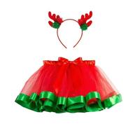 2Pcs Christmas Princesses Costume Christmas Reindeer Headband And Tutus Skirt For Halloween Christmas Party Decorations