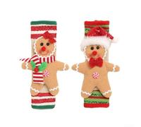 2Pcs Christmas Refrigerator Handle Covers With Cookie Man Pattern, Fabric Protective Sleeve For Kitchen Appliance Handles, Guards Against Dirt And Fingerprints