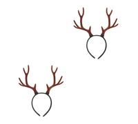 2pcs Christmas Reindeer Antler Headband with Velvet Plastic, Coffee | High Realism, Adjustable Fit, Soft Comfort, for Christmas Parties and Ages