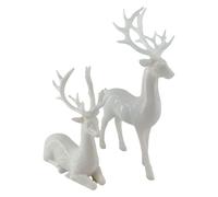 2PCS Christmas Reindeer Table Decorations, Black Reindeer Figurine Decoration,Resin Deer Statue Sculptures,Christmas Reindeer Ornaments for Tabletop Offices Living Roomph、 Xmas Gift (White)
