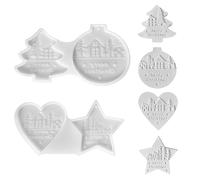 2PCS Christmas Resin Moulds, 3D Silicone Xmas Epoxy Pendant Casting Molds with Heart & Christmas Tree for Holiday DIY Craft