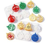 2PCS Christmas Resin Pendant Silicone Mold Making Kit Christmas Tree Snowflake Ornament Mold Cute Handmade Epoxy Resin Soap Keychain Candle Making Molds for Crafts DIY Cement Molds for Concrete