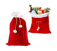 2Pcs Christmas Santa Sacks, 70x50 CM, Soft Velvet Christmas Sacks, Large Drawstring Gift Bag, Red C-hristmas Bags Cloth Santa Bags For Kids Adults Holiday Party Present Toys Storage