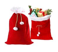 2Pcs Christmas Santa Sacks, 70x50 CM, Soft Velvet Christmas Sacks, Large Drawstring GiftBag, C-hristmas Bags Cloth Santa Bags For Kids Adults Holiday Party Present Toys Storage, Red