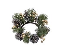 2pcs Christmas Scented Candle Holder Wreath Circle | Desktop home decoration simulated pine cone ornaments(Color 1)