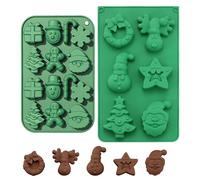 2Pcs Christmas Silicone Chocolate Moulds Christmas Ice Cube Tray Santa Clause Nowman Gingerbread Man Christmas Tree Cake Mould for Jello Ice Cubes Soaps Candles Xmas Cake DIY Decoration