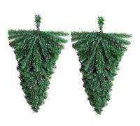 2Pcs Christmas Swag Artificial Teardrop Swag Christmas Upside Down Tree Shape Teardrop Swag 18x10inch PVC Christmas Door Decorations for Christmas Holiday Wall Door Hanging Decor