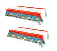 2pcs Christmas Table Cloth Disposable Red Paper Tablecloths, 137*274cm Rectangular Red Plastic Tablecloth Disposable Tablecloths for Parties,Xmas,Wedding,Picnic,Hen,Boys Girls Birthday Table Covers