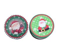 2pcs Christmas Tinplate Candy Box for Biscuits and Party Decoration | Lightweight Iron, Portable Decorative Style, Chic Holiday Elements, Suitable for Christmas Celebration Settings Random Style