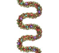 2Pcs Christmas Tinsel Garland With Electric Coloured Lights,Christmas Decoration Tops Christmas Tree Christmas Utenciles The PET Hanging Garland Decor,for Christmas Tree Home Party Office Decoration