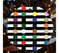 2Pcs Christmas Tree Decoration Rainbow Polka Dot Stripe Black And Hanging | Xmas Pendant Unique With Gold String Ornament For Party Holiday Home