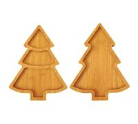 2PCS Christmas Tree Serving Tray Platters, 11'' Christmas Tree Charcuterie Board for Fruit, Snack, Cheese, Wooden Dish Plate for Winter, Holiday Present