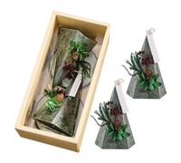 2Pcs Christmas Tree Shaped Candles Christmas Themed Candle Geometrical Shape Christmas Candles Xmas Aromatherapy Wax Candles with Gift Box for Table Top Christmas Decorations (Green)