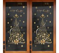 2Pcs Christmas Tree Window Clings Stickers, Christmas Window Stickers Large Reusable, Window Clings Christmas Decorations, Double Sided PVC Static Merry Christmas Decals for Home Shop Glass Decor