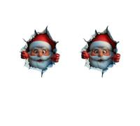 2PCS Christmas Wall Stickers, 3D Funny Santa Claus Breakthrough Wall Decals with Santa Peeking Through Design, Removable Seasonal Adhesive Art for Home Office School Bedroom Study Room