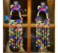 2pcs Christmas Window Lights Indoor,Christmas Tree Decorations Light, Multi-Coloured Curtain Light 100 LED Lighting Beads, Fairy Lights for Wall,Eave, Bedroom,Party Wedding,8 Modes & USB Operated