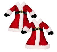 2Pcs Christmas Wine Bottle Cover, Red Santa Christmas Bottle Bags Plush Cloth Wine Bottle Covers Wine Accessories for Christmas New Year Wedding Holiday Party Table Centerpieces Decoration, Coat
