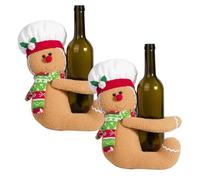 2Pcs Christmas Wine Bottle Cover Unique Funny Xmas Plush Stuffed Gingerbread Ornaments for Christmas Tree Wine Bottle Curtain Decorations