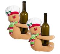 2Pcs Christmas Wine Bottle Cover Unique Funny Xmas Plush Stuffed Gingerbread Ornaments for Christmas Tree Wine Bottle Curtain