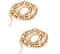 2PCS Christmas Wood Beads Garland 14.4 Feet Wooden Bead Garland Boho Ornaments for Christmas Tree, Xmas Vintage Rustic Farmhouse Round Craft Bead Table Wall Hanging Holiday Decorations(7.2 Feet/1Pcs)