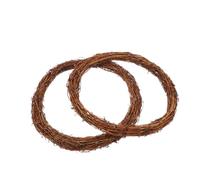 2pcs Christmas Wreath Pendant Natural Rattan Ring for Season Decor | Brown Unique Elegant Hangable Design, Outdoor Wreath Can be Decorated, Photo Frames and Ornaments