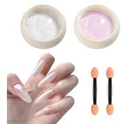 2Pcs Chrome Nail Powder - Iridescent & Mirror Effect Chrome Powders Set - Glossy Pigment Pink White Pearl Nail Chrome Powders - Mermaid Nail Glitter for Women Nail Art Decoration DIY