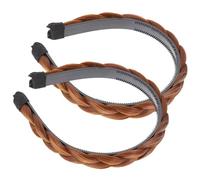 2pcs Chunky Braided Headband High Temperature Silk Braid Hair Band | Lightweight Comfortable Wear, Wedding and Birthday Use, Synthetic Hair Braid Headwear with Wide Profile