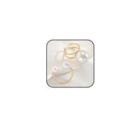 2Pcs Chunky Gold Stackable Pearls Open Knuckle Rings for Women, Fashion Stack Double Bead Big Pearl Finger Ring Bold Simple Prom Party Jewelry Gifts, Metal, No Gemstone