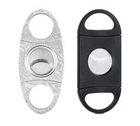 2PCS Cigar Cutter, Cigar Cutter Stainless Steel Double Blade Guillotine Pocket Cutter with Pouch for Most Size Cigars Travel Home Smoking Accessory Set