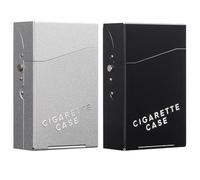 2Pcs Cigarette Case,Cigarettes Case for Roll Ups,Men's Cigarette Box Aluminum Metal,Cigarette Box Holds 20 Cigarettes 84mm,Metal Cigarette Case Black & Sliver
