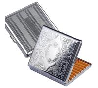 2pcs Cigarette Case Victorian Style Metal Holder for Regular, Retro Credit Card Holder Pocket Security Wallet,Capacity can hold 20 sticks Cigarette(D)