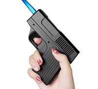 2pcs Cigarette Case Windproof Refillable Butane Jet Torch Lighter 2 in 1 Portable Dispenser Box Holder 10pcs Regular Size Cigarettes (Black)