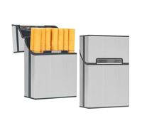 2pcs cigarette cases,lightweight cigarette case,aluminum cigarette box,metal cigarette case,with magnetic switch flip top closure, women and men's cigarette cases,holds 20 cigarette storage case