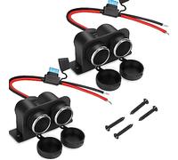 2PCS Cigarette Lighter Socket with Blade Fuse, 2-Socket Cigarette Lighter Splitter 12V Lighter Power Outlet Replacement Waterproof Plug for Car Marine Truck ATV RV