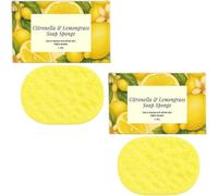 2PCS Citronella Soap Sponge 10x5cm Citronella Lemongrass Soap Sponge Memory Foam exfoliate Bath Reusable Shower SpongeGentle Peeling Scrubber Bathing Tool for Showering, for Hotel Spa Men Women