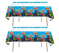 2pcs City Heroes Party Tablecloth Blue, Super-hero Birthday Themed Party Table Cloth 108 x 180 cm, Marvel Rectangular Table Cover Waterproof Cartoon Theme Birthday Party Decorations for Boy & Girl